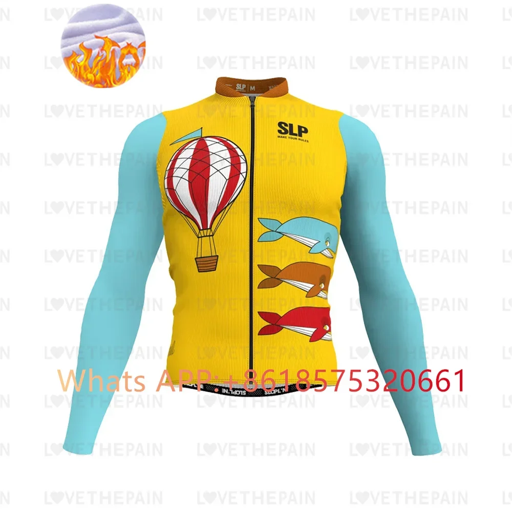SLP Winter Thermal Fleece Cycling Jersey Top MTB Bike Outdoor slopline Men's Bicycle Clothing Long Sleeve Shirt Uniform