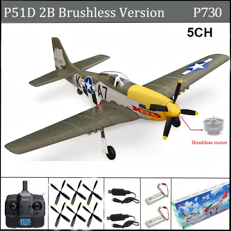 RC Plane 5CH 3D/6G Fixed-wing 2.4GHz P51D Mustang RTF for Adults Beginners Removable Brushless Fighter