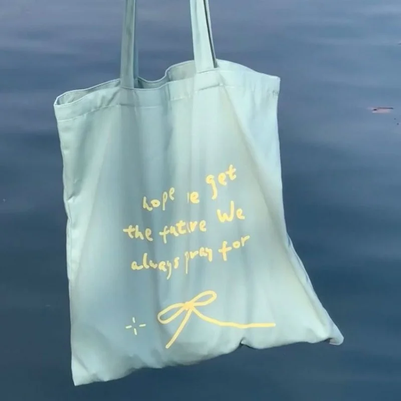 2024 Summer Letters Print Bow Large Capacity Handbag Tote Bags Women Commute Shoulder Bag