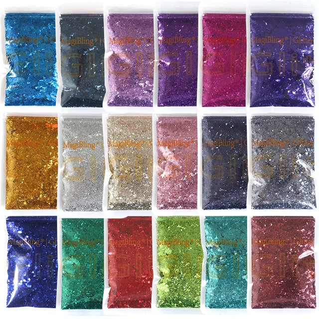 50g Sparkly Colorful Flakes Nail Art Sequins Shiny Mixed Holographic Chunky Glitter DIY Handicraft Toys Accessories MagiBling
