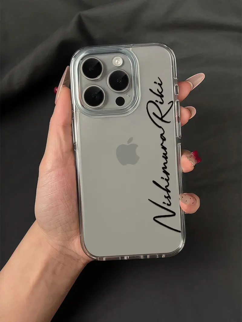 Red and Black Personalized Signature Transparent Phone Case