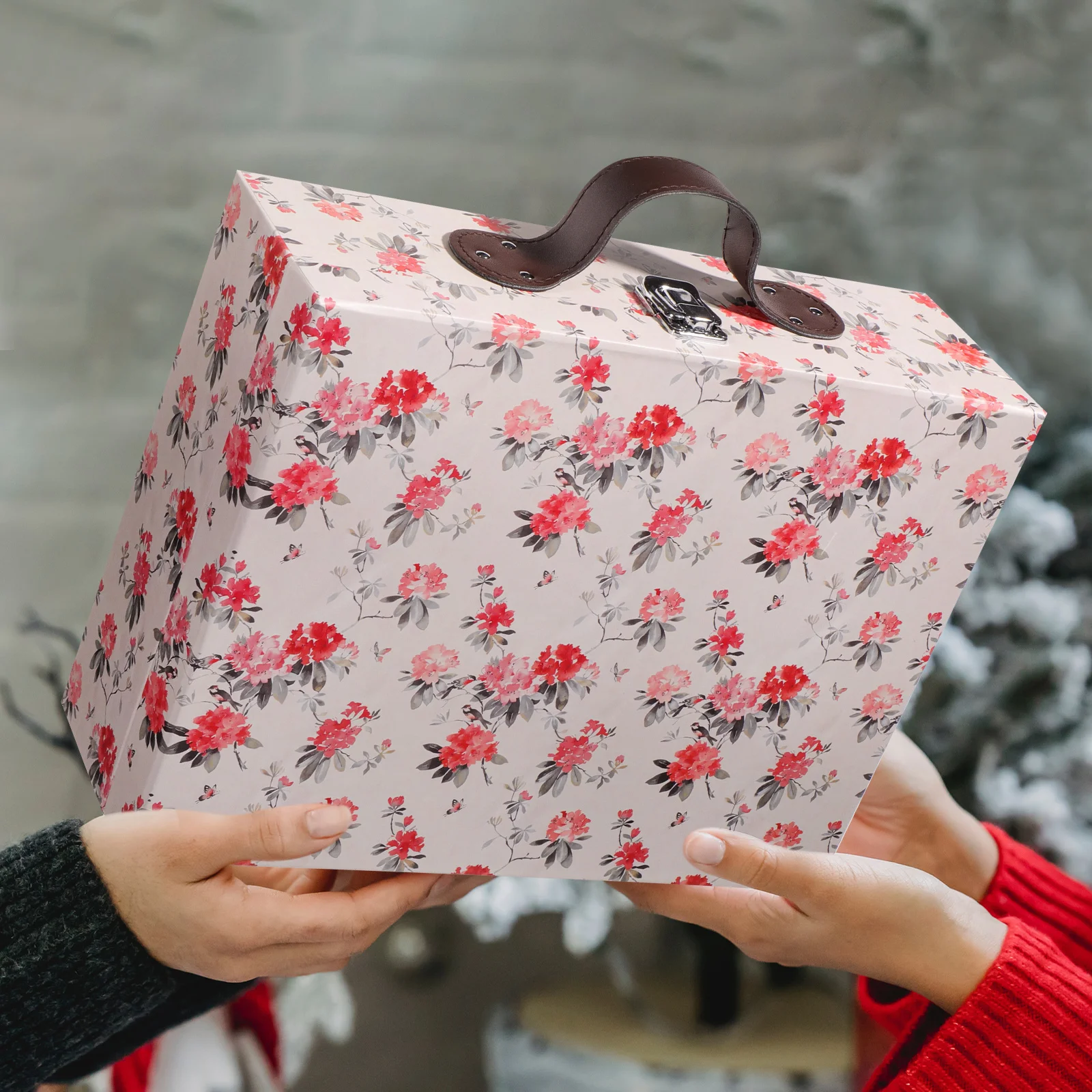 

Suitcase Gift Box Jewelry Organizer Keepsake Boxes with Lids for Women Display Double Copper Paper Jewellery