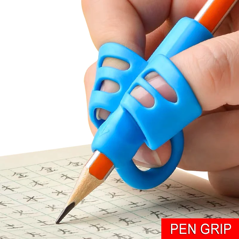 3 piezas. Portalápices de escritura para niños, para aprender y practicar, bolígrafo de Gel de sílice, lápiz asistido, Corrector de postura para estudiantes