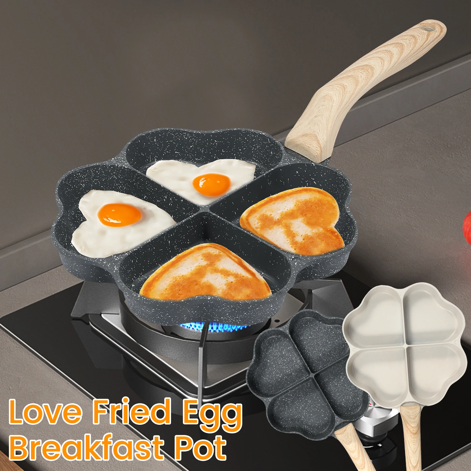Egg Cup ZWIN Heart-Shaped Egg Pan 3-Cup Nonstick Omelette
