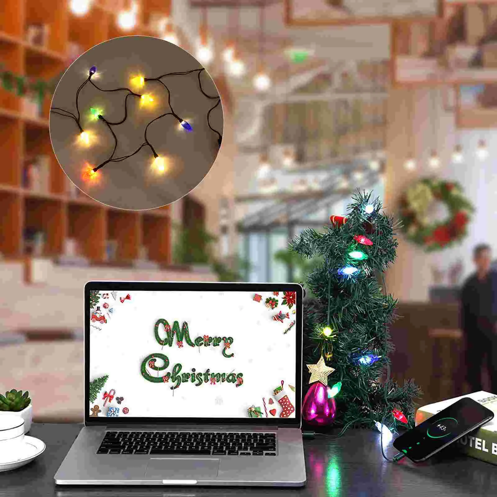 

Merry Christmas Lights Mobile Phone Charging Line USB Cable String Lamp Luminous Light Room Decoration