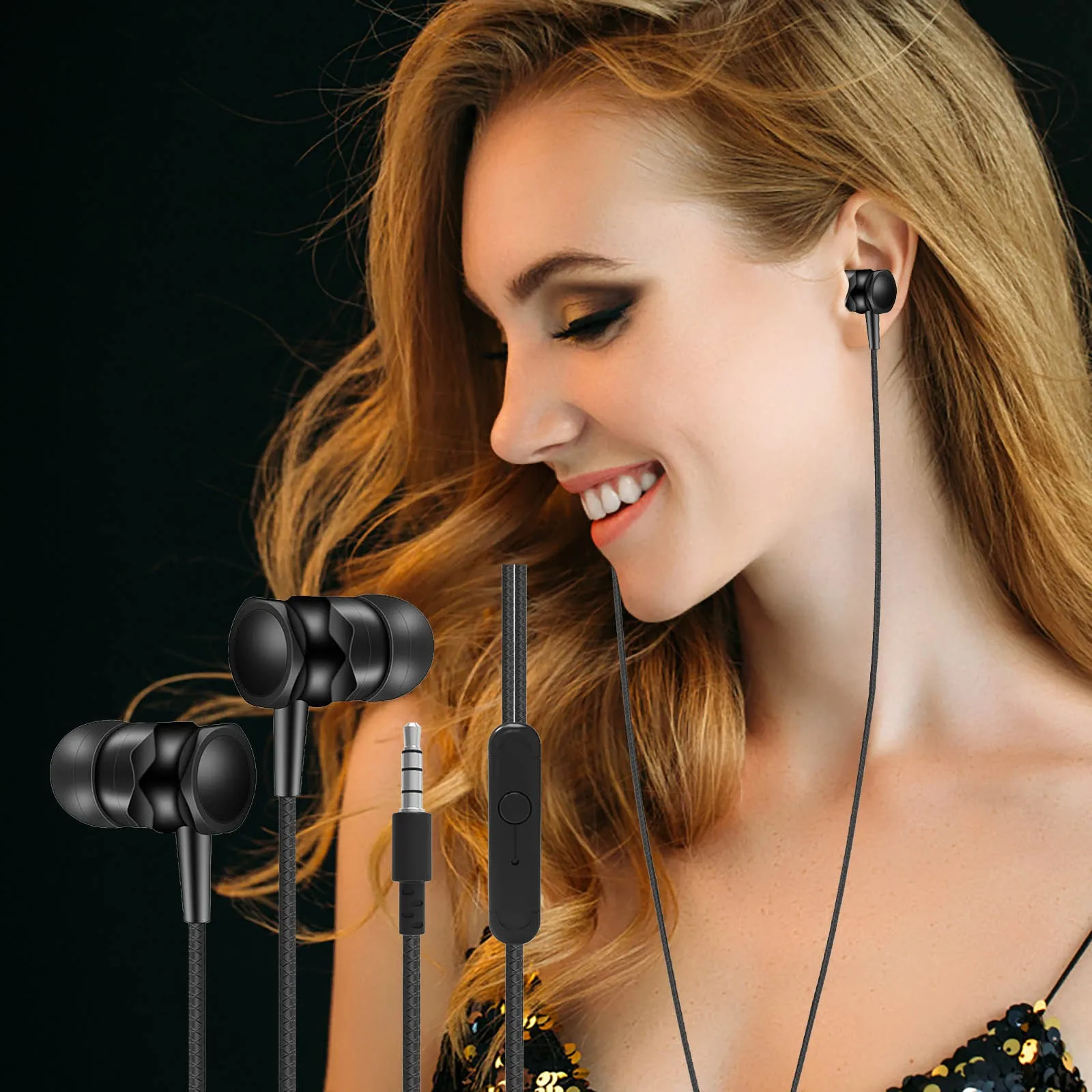 Слушалки за поставяне в ушите с микрофон 3,5 мм кабелни бутони за управление Слушалки за игри Мини стерео спортни слушалки Слушалки за телефон Компютър Лаптоп