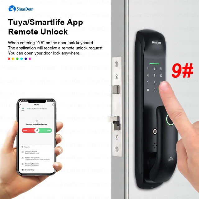 SmarDeer Electronic Lock for Tuya smart lock with Biometric Fingerprint Lock 5-in-1 keyless entry Digit Lock with Code - Image 5