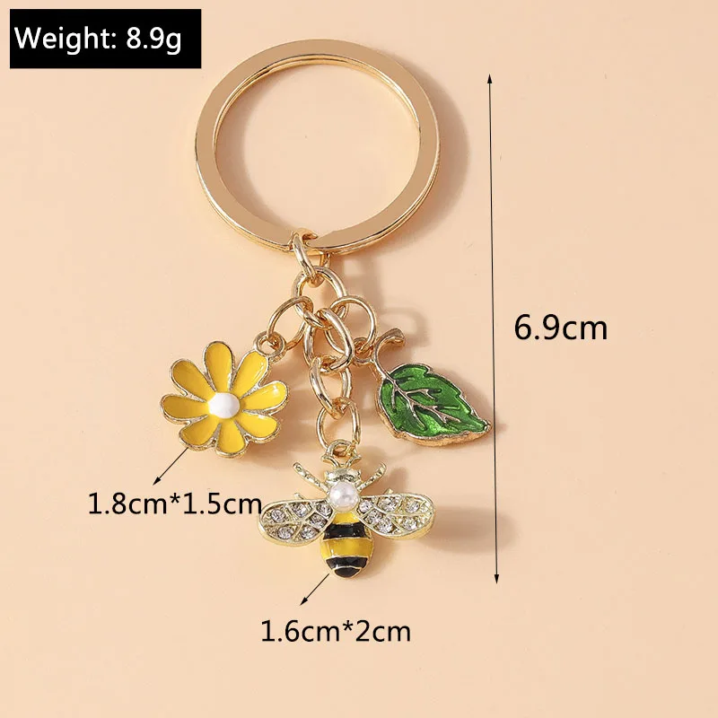 Aihua Neue Nette Schlüsselbund Sonnenblume Blume Biene Schlüsselbund Souvenir Geschenke Für Frauen Schlüsselanhänger Handtasche Anhänger Zubehör Schmuck Geschenk – Detail 8