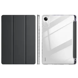 Clear Acrylic Back Trifold Stand Case for Redmi Pad SE 11 inch (Black)