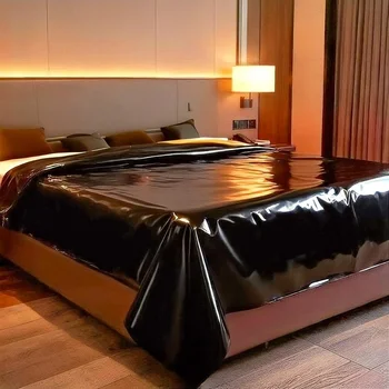 Waterproof Oil Proof PVC Pure Black Bed Sheets No Wash Dirt Resistant Essential For Renting Moisture-Proof and Dirty Proof Homes 1