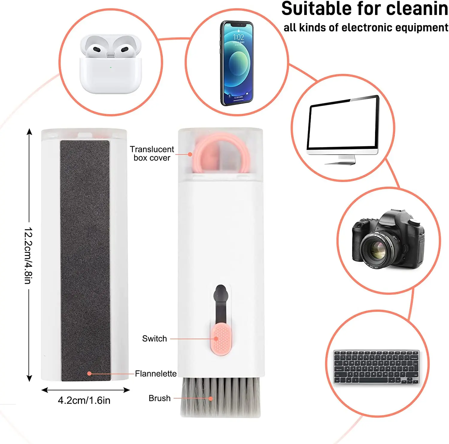 7-in-1 pro klávesnice čistič sluchátka úklid pero klíčenka tahoun sada multifunkční cleaningkit pro airpoding iPhone imac macbook