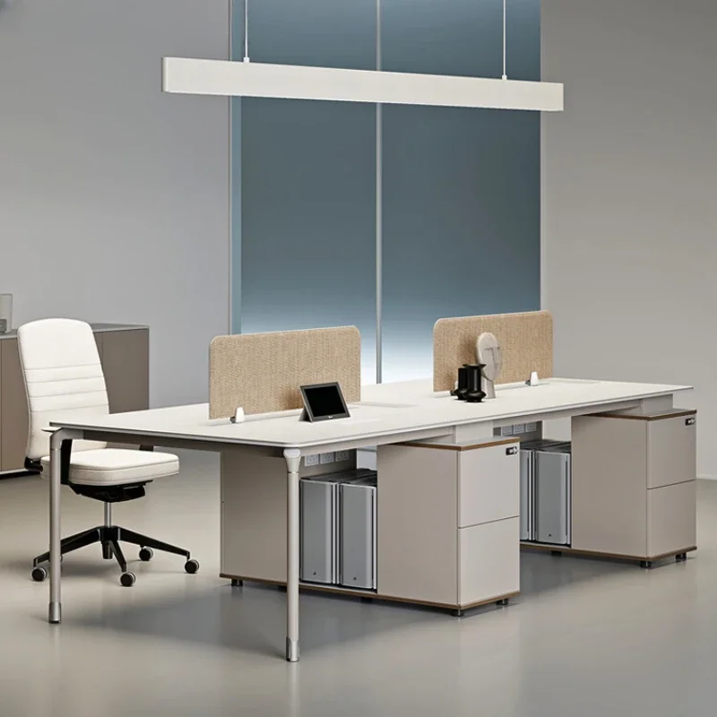 Simple and modern combination of desk and chair for staff office, four person desk worker workstation, office light luxury