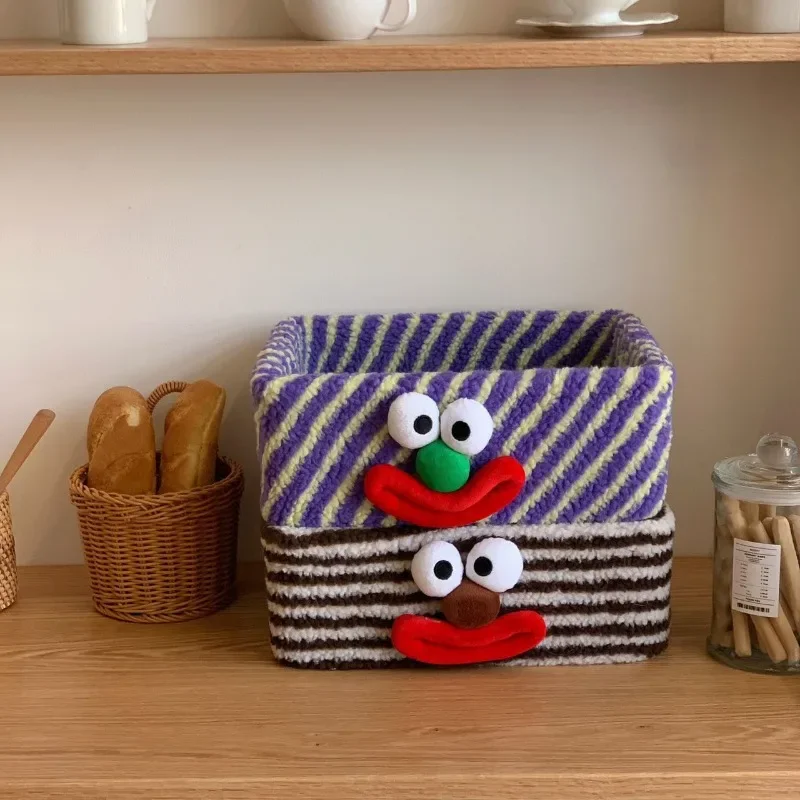 Children's Storage Baskets Fabric Cute Striped Design Sundries Funny Joker Storage Basket Gift with Handle Home Decoration 5