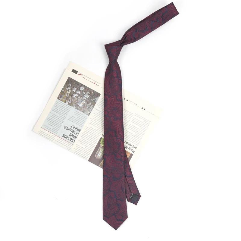 Exquisite burgunderrote Paisley-Krawatte für Herren, Jacquard-gewebtes Taschentuch, Fliege-Sets, Geschenke für Bräutigam, Hochzeit, Party-Accessoires – Detail 5
