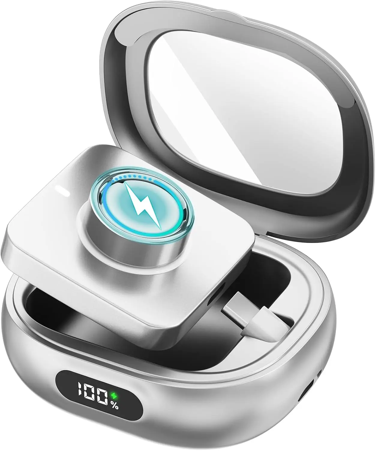 Custodia di ricarica portatile per Smart Ring, compatibile con Oura Ring Gen 4 e 3, caricabatterie da viaggio portatile con batteria da 2000 mAh - immagine 6