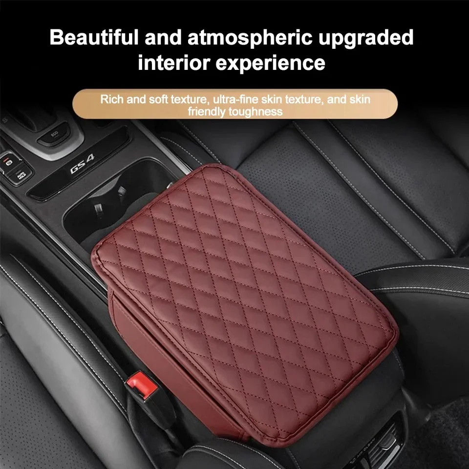 Bracciolo Auto Universale Con Tasche Portaoggetti, Cuscino In Pelle PU Con Schiuma A Memoria, 32,5 X 22,6 X 4,5 Cm, Copertura Protettiva - 3