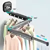 Suction Wall Mount Folding Clothes Drying Rack No Punching Folding Clothes Hanger Retractable Suction Cup Clothes Drying Rack 2