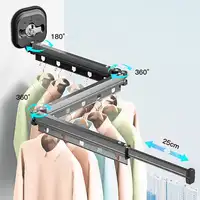 Suction Wall Mount Folding Clothes Drying Rack No Punching Folding Clothes Hanger Retractable Suction Cup Clothes Drying Rack 2