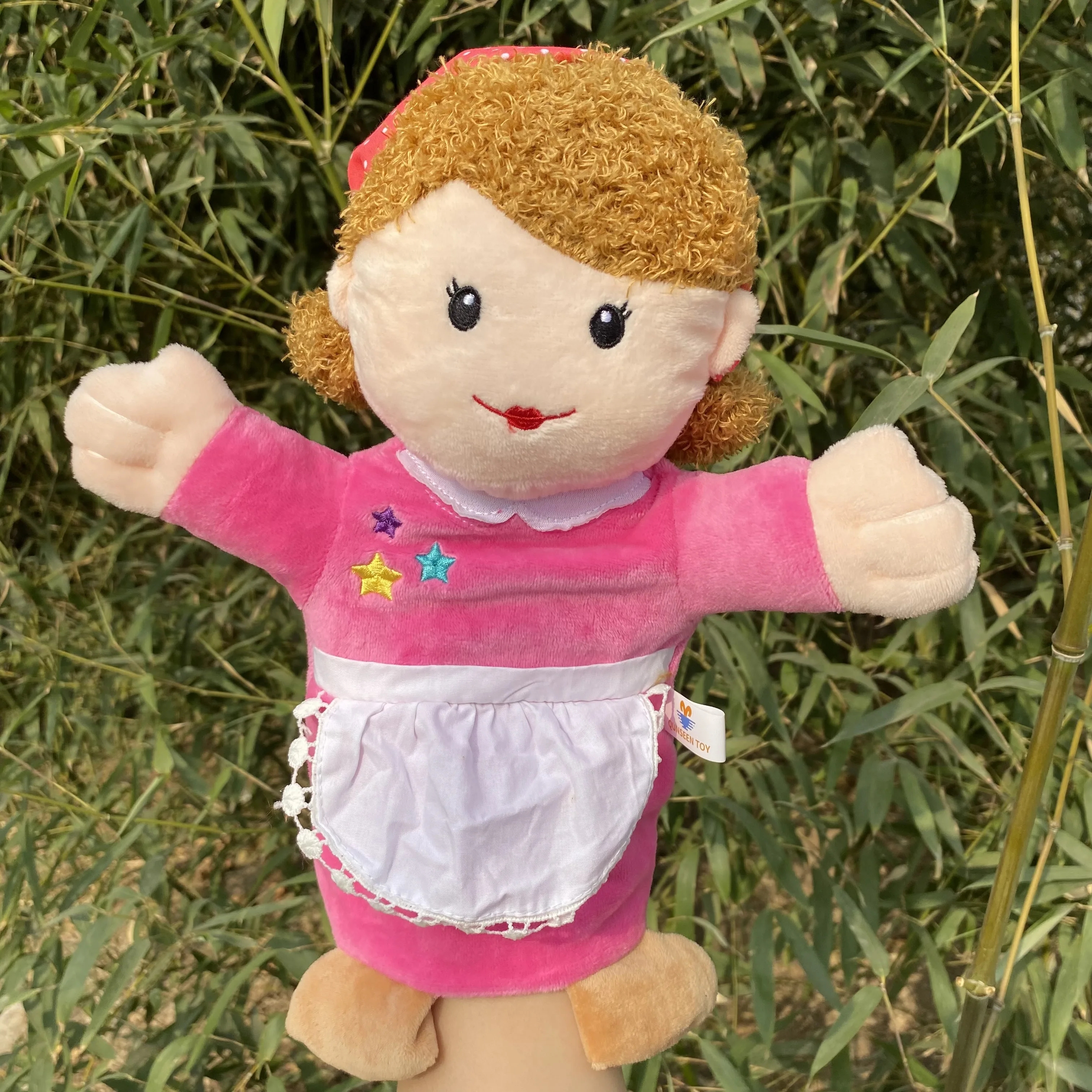Mouth Move Plush Hand Puppet Grandma Mom Girl Boy Grandpa Dad Family Finger Glove Hand Education Bed Story Learn Funny Toy Dolls hand puppet