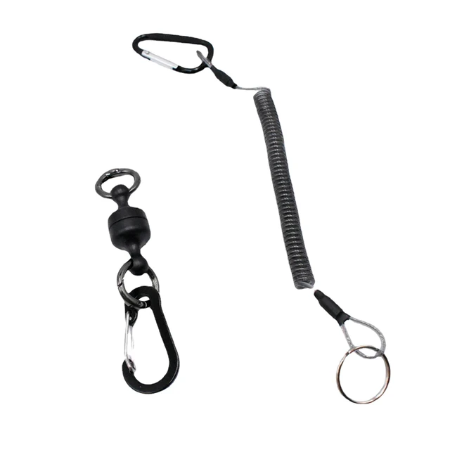 Fly Fishing Magnetic Net Release Holder Coiled Lanyard Rope