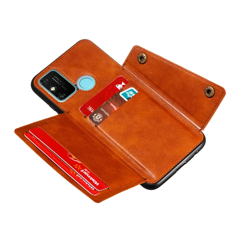 Magnetic Card Holder Leather Wallet Phone Case with Back Cover