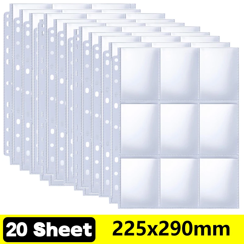 A4 Size 9-Pocket Double-Sided Trading Card Album Binder with Storage Sleeves