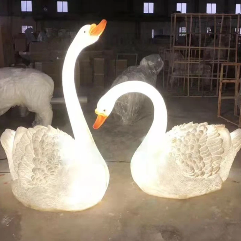 

3d LED Swan animal artwork sculpture light motif lamp garden park High quality durable using various out door landscape lighting