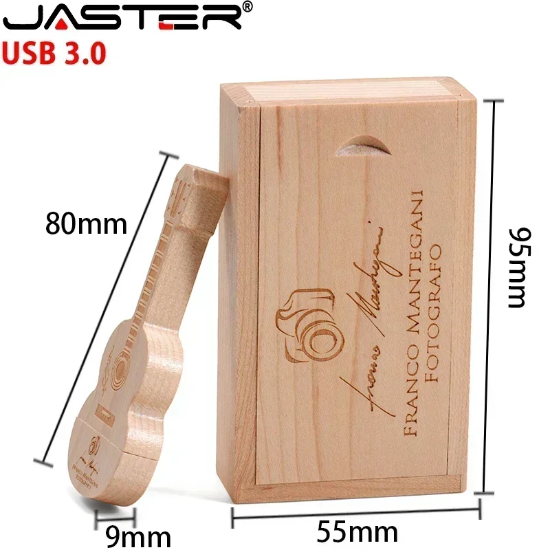JASTER 기타 USB 3.0 플래시 드라이브 나무 상자 메모리 스틱, 크리에이티브 결혼 선물, 펜드라이브 무료 커스텀 로고, 16GB, 32GB, 64GB, 128GB