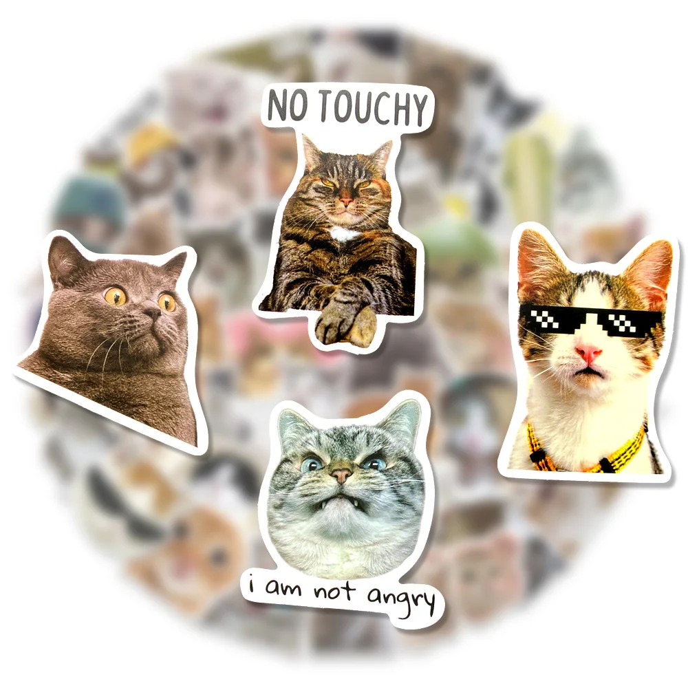 10/30/50Pcs Cute Cat Funy Expression Graffiti Sticker Suitcases Laptops Mobile Phones Water Cup Handbook Decorative Stickers