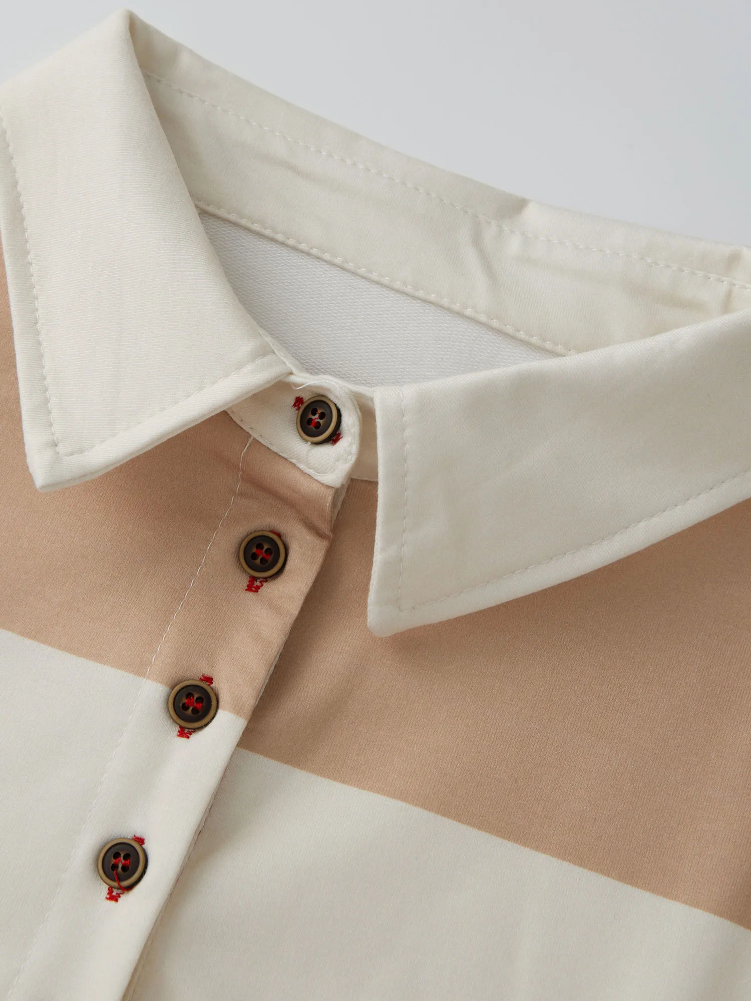 Women s Striped Long Sleeve T-Shirt with Half Button-up Collar Loose Fit Casual Top for Trendy Fall Street Style