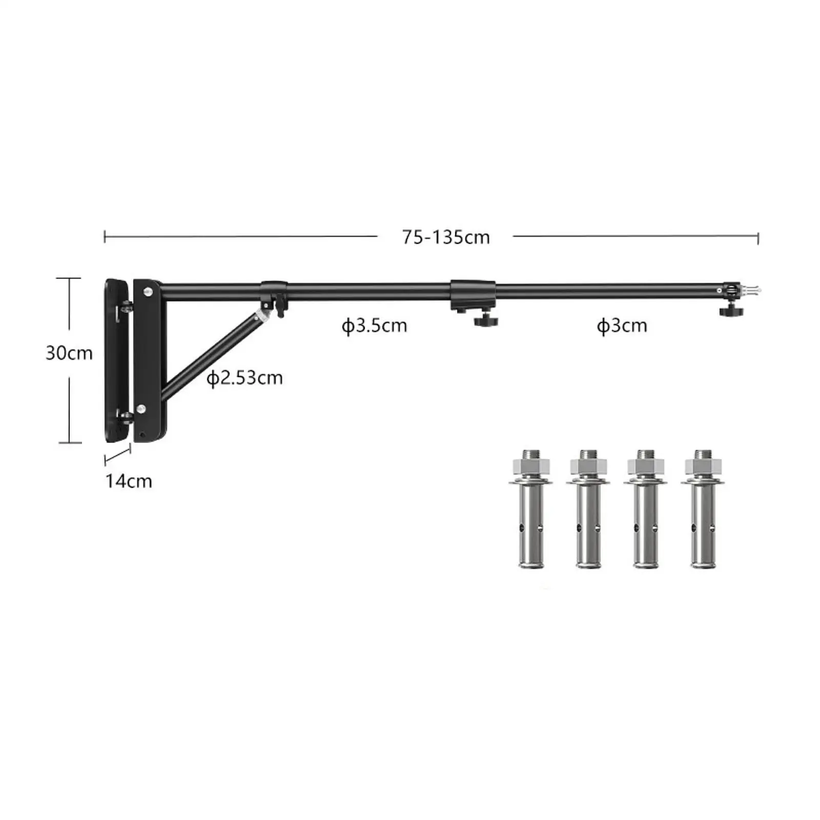 Wall Mounted Ring Light Mount Triangle Base Aluminum Alloy Space Saving Mounting Bar Wall Light Holder for Studio Video