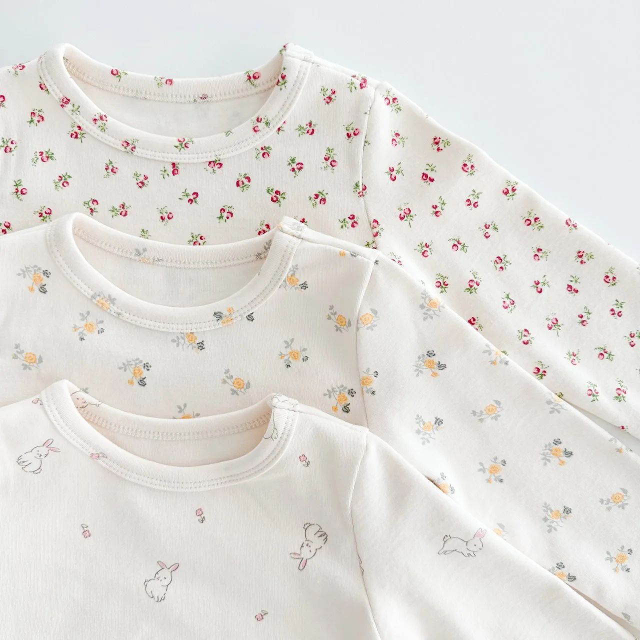 Korean Ins Infant Toddler Spring Autumn Girls Home Set Little Flower Printed Pants Bottom Shirt Pajamas Kids Girls Sleepwears