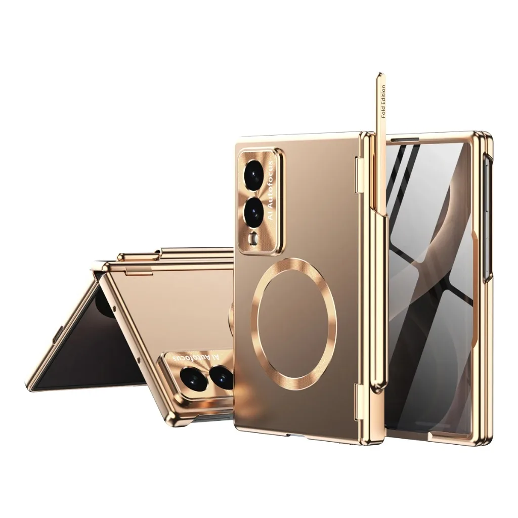 Enhanced Magsafe Magnetic Hinge Protection Phone Case with Tempered Screen Film