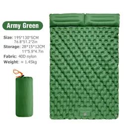 Deluxe Double Air Mattress with Integrated Pillow Pump (Army Green)