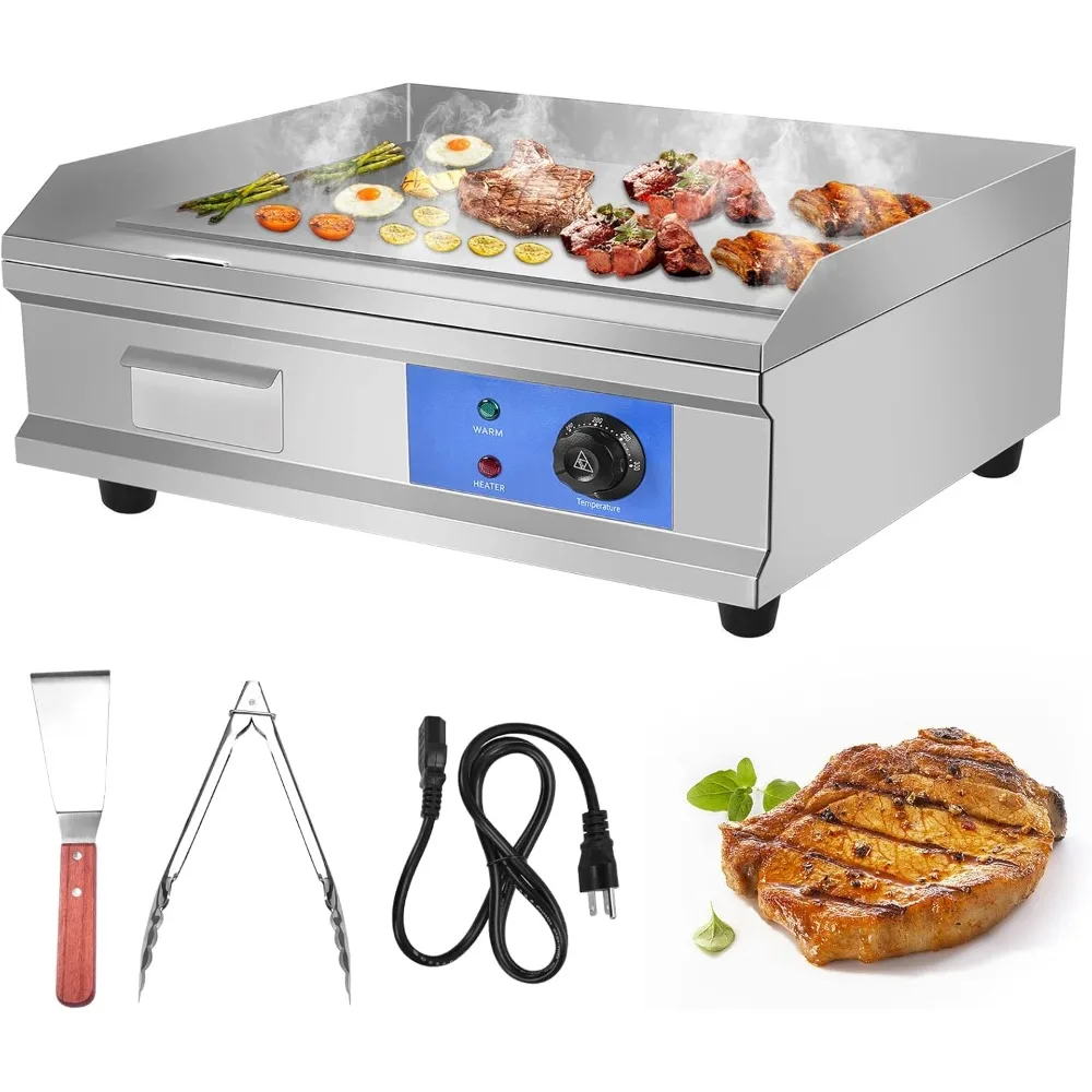 3000W 21.6" Electric Countertop Flat Top Griddle Grill Non-Stick Commercial Restaurant Teppanyaki Grill