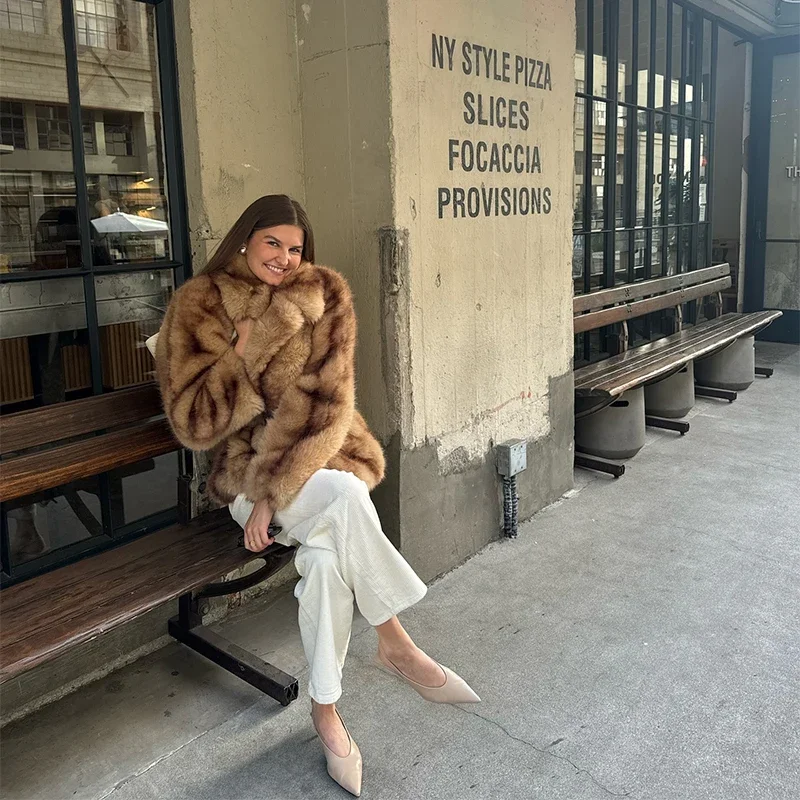 Oversized Fluffy Faux Fur Coats For Women Winter Autumn Loose Lapel Cardigan Jacket Fashion High Street Warm Outwear New