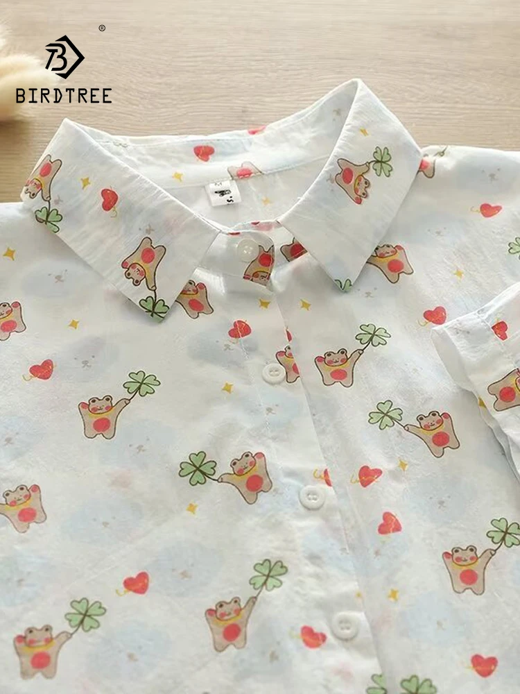 

Женская хлопковая рубашка с коротким рукавом, с отложным воротником