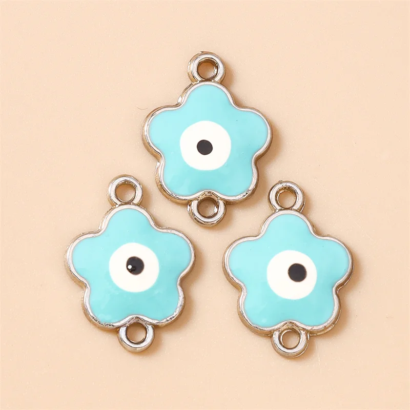 Leslie 10 Stück 14x19mm Emaille Böse Augen Blumen-Anhänger DIY Schmuckherstellung Zubehör Handgemachte Armband- und Halsketten-Elemente – Detail 6