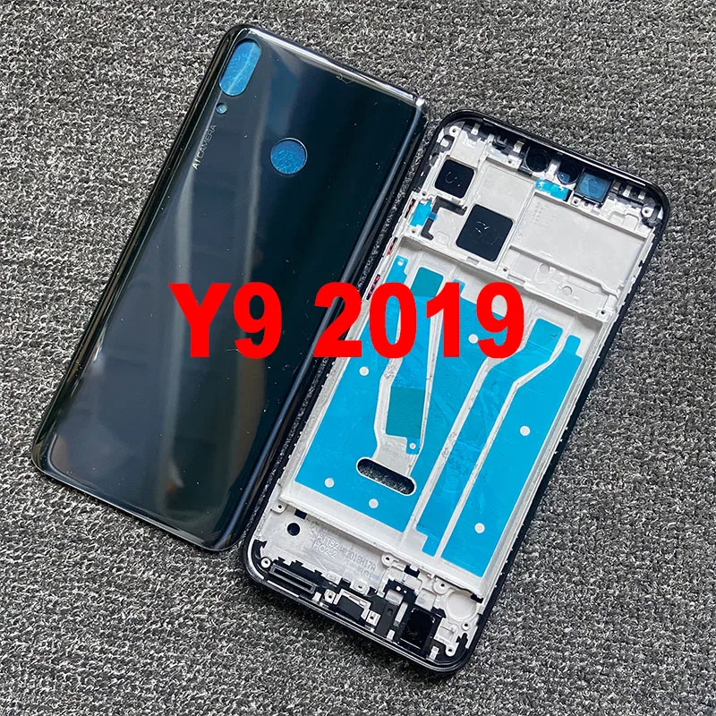 

For Huawei Y9 2019 Full housing Middle Frame Front Bezel + Battery Cover Back Housing Rear Door Case Redplacement