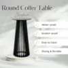43.5" High Round Bar Table, Modern Wood Cocktail Table with Columnar Wooden Strips Base, Stylish Pub Table for Bistro Parties 4