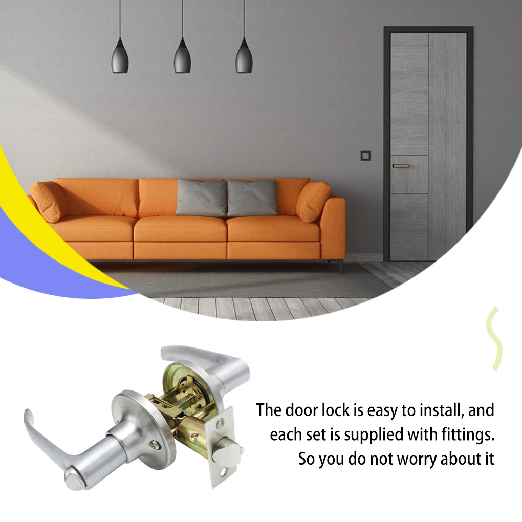 Door Handle Lock Entry Sliding Front Doors Entrance Keyed Locks Home Use for Household Bedroom Living Room Indoor