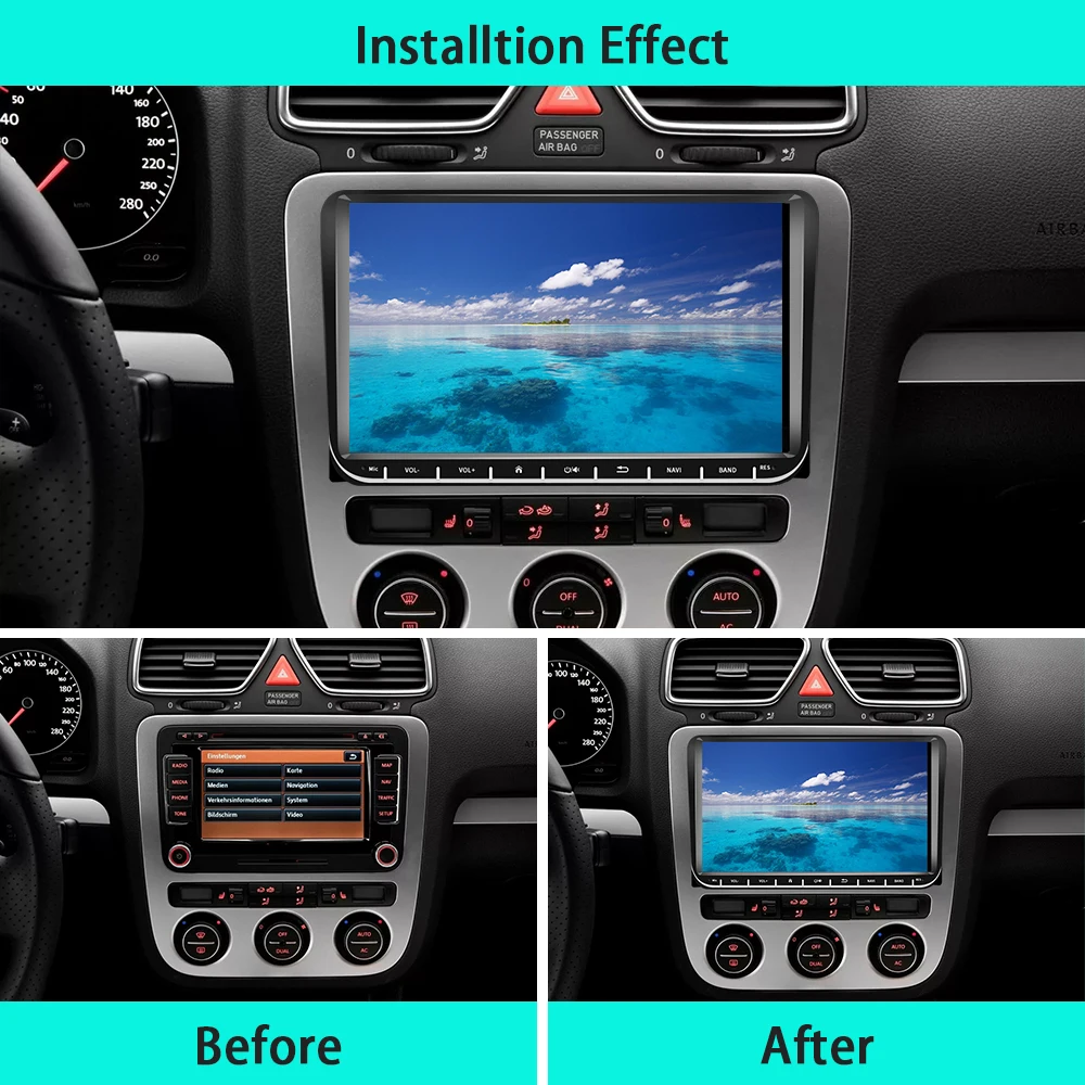 Camecho 9 pulgadas Radio de coche Android Auto Carplay para VW Volkswagen Golf 5 6 Touran Passat B6 Polo Jetta GPS WiFi reproductor Multimedia 3