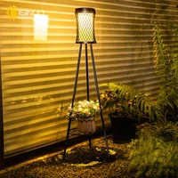 Solar Floor Lights Outdoor with Plant Stands Waterproof Street Lamps Metal Tripod Deck Landscape Lighting for Patio Porch Garden 1
