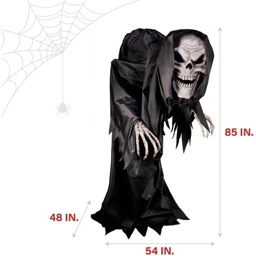 Halloween Haunted Hill Farm Soul Sucker Demon Reaper with Child By Tekky, Motion-Activated Talking,Halloween Decorations