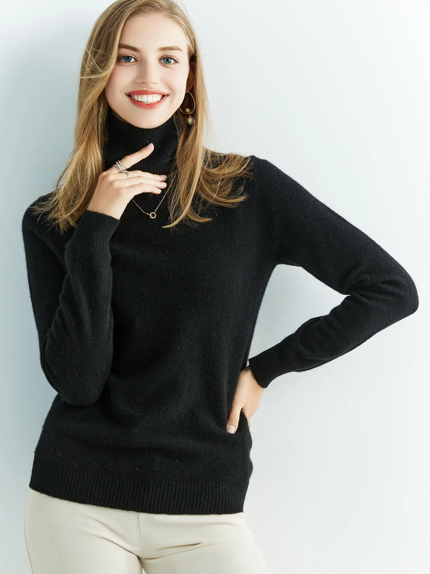 LONGMING Fall Winter Women's Sweaters Turtleneck 100% Merino Wool Sweater for Ｗomen Pullovers Long Sleeve Tops Vintage Knitwears 4