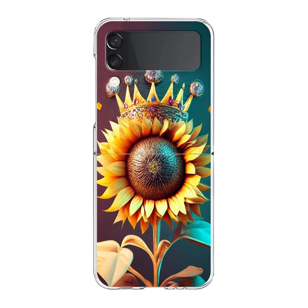 Sunflower Transparent Shockproof Hard PC Phone Case - Foldable Design
