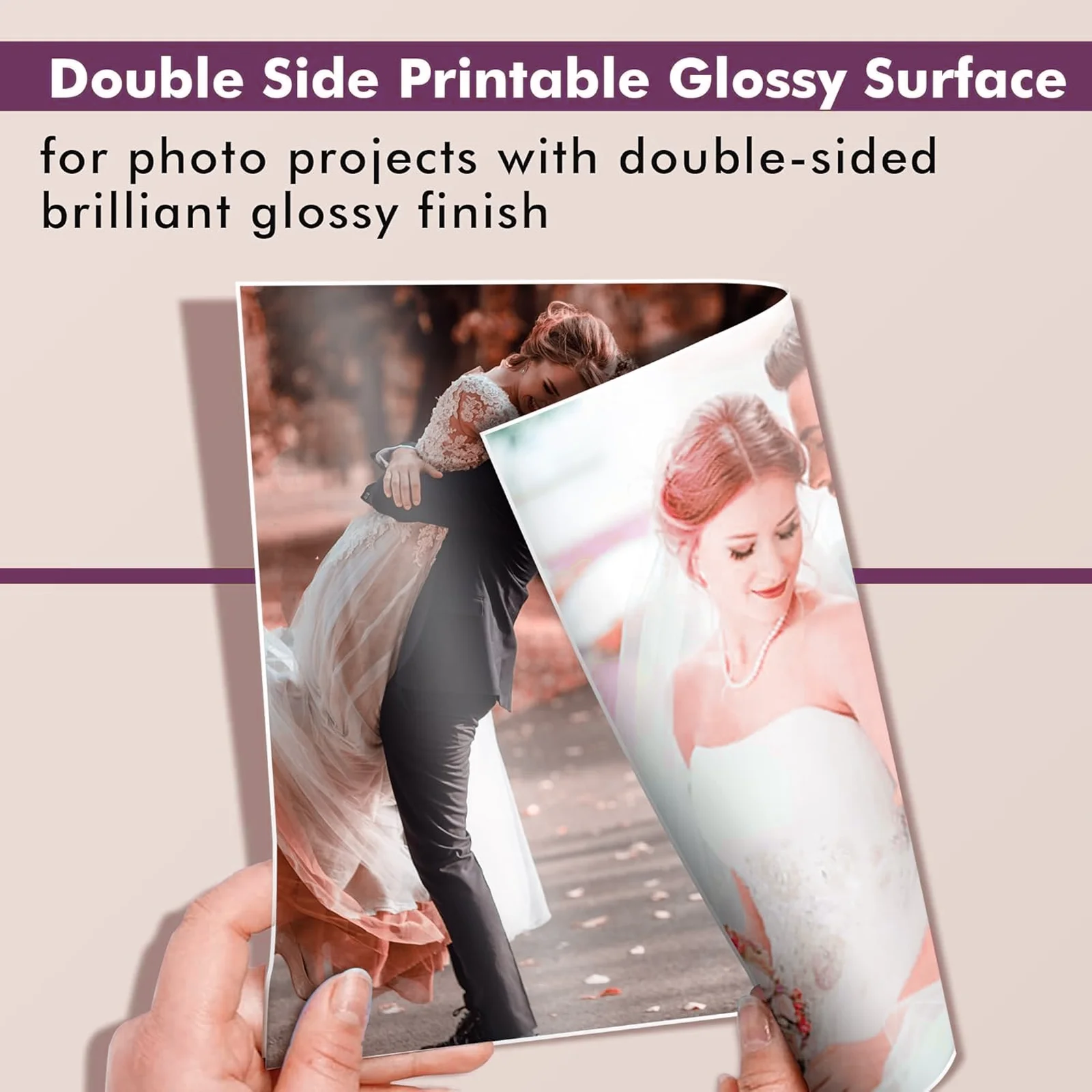 HUSPER A4 광택 양면 인화지 140Gsm 50매 잉크젯 호환 고품질 37lb 사진 인쇄 용지