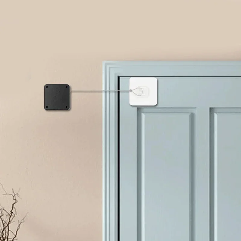 No Punching Automatic Door Closer Pull Cord Adjustable Surface Stop Bracket Type