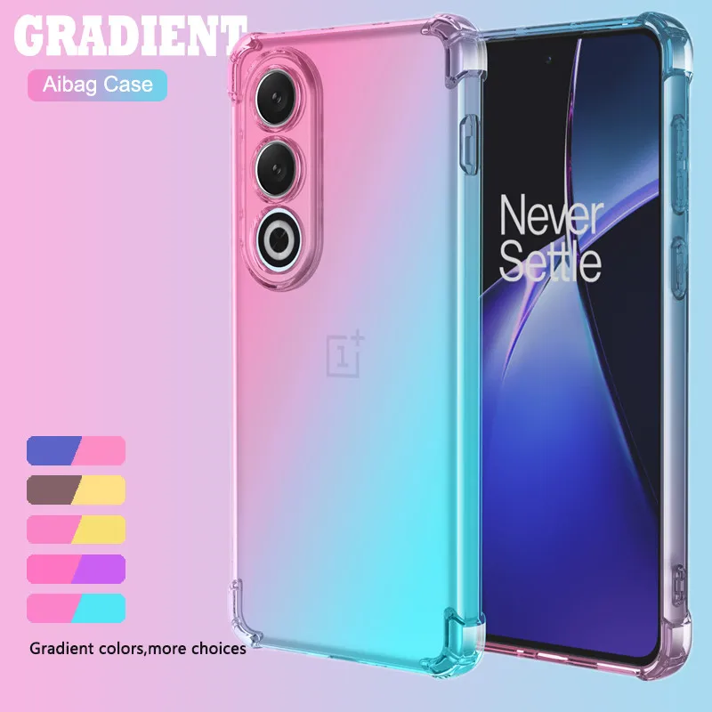DEDUX Cover Per OnePlus 11 - Custodia Trasparente Con Effetto Gradiente, TPU Morbido Antiurto Con Rinforzo Angoli, Nero/Oro
