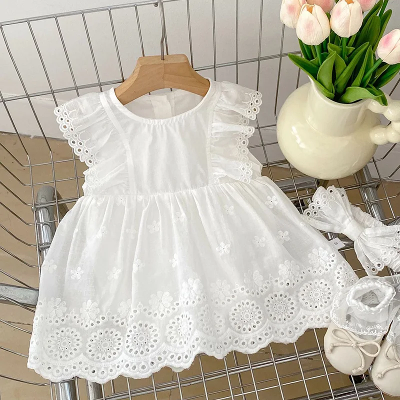 2024 New Summer Newborn Baby Girl Dress Romper Flying Sleeve